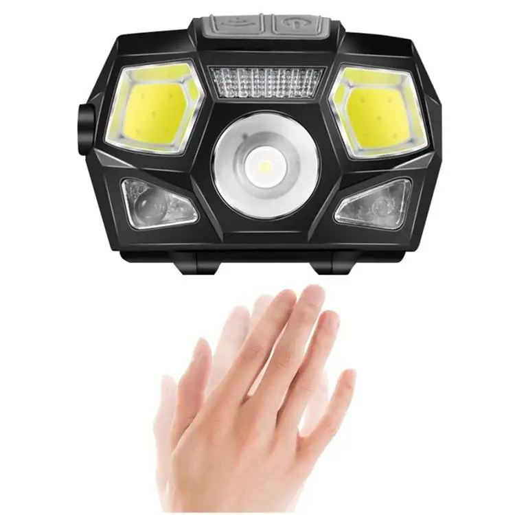 Waterproof Motion Sensor Usb Rechargeable Led Head Light Headlamps for Hiking Barbecue Night Running Jogging Riding