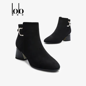 Women's Black Zip   Boots Autumn Western Fashion High Heel Chunky Style Retro Work for Winter