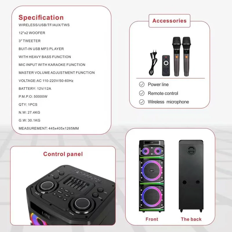 GD-2136 12 Inch Portable Trolley Party Speaker for Karaoke System