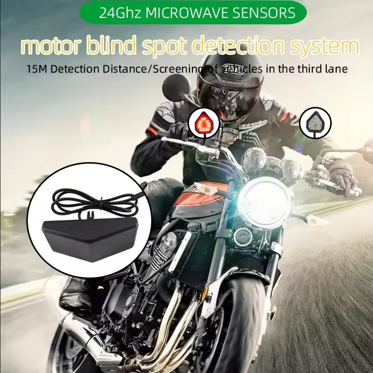 Détecteur D'Angle Mort Moto Radar 24Ghz Avec Signal Lumineux - Portée 15M, Neuf, Sécurité Routière