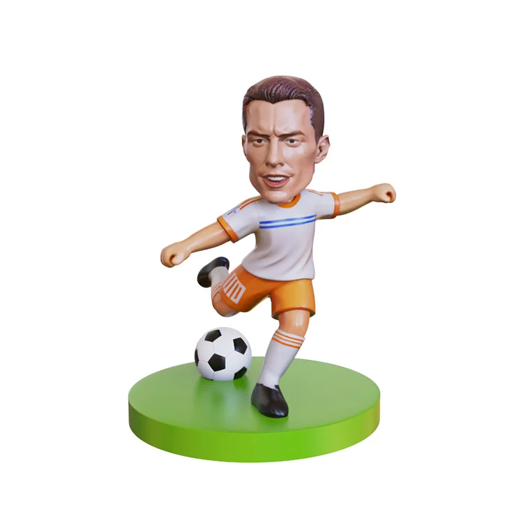 Estatua artesanal de jugador de fútbol para la Copa Mundial, fabricada bajo pedido (OEM), pieza artística decorativa personalizable al por mayor para los mercados europeo y estadounidense