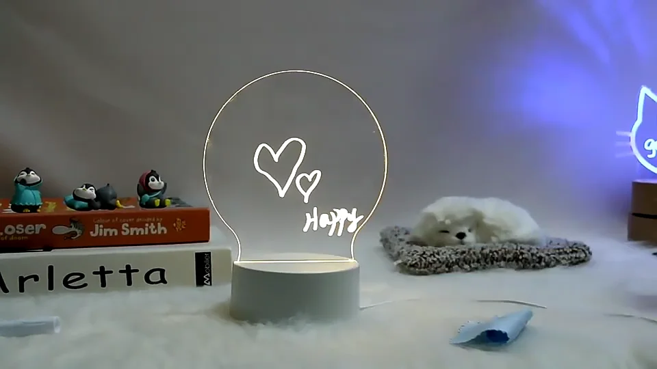 Acrylic Memo Board 3d Effect Led Night Light Warm Color Blank Acrylic
