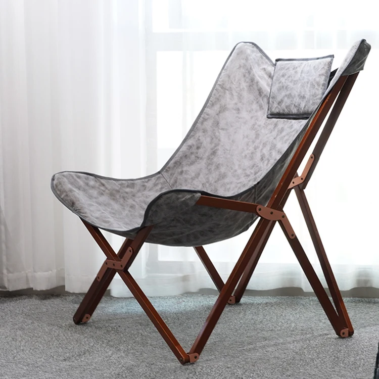Outdoor Portable Wood Folding Camping Chair Folding Butterfly Chair