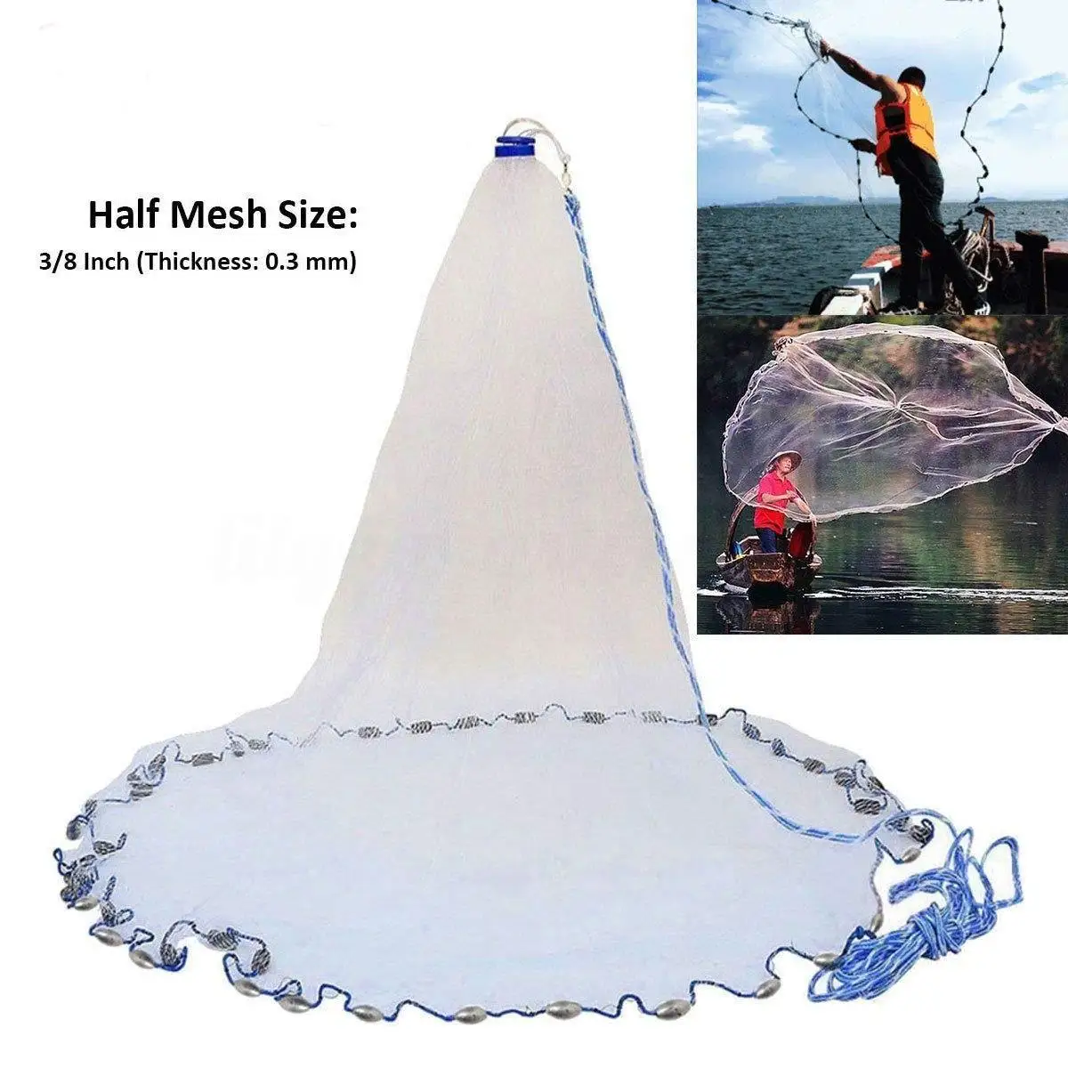 Hotsale Durable Using Fishing Cast Nets Nylon Hand Throwing Fishing Tackle