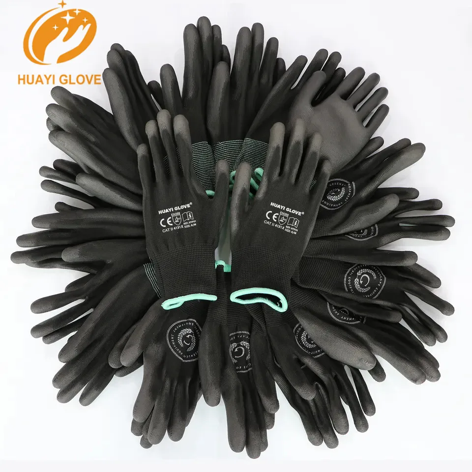 White PU Palm Coated Safety Hand Protective Gloves