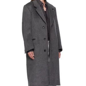 2026 Women Long Winter Wool Coat with Padded Shoulder Single-Button Closure Windproof and Breathable Slaph  Design Notched Lapel
