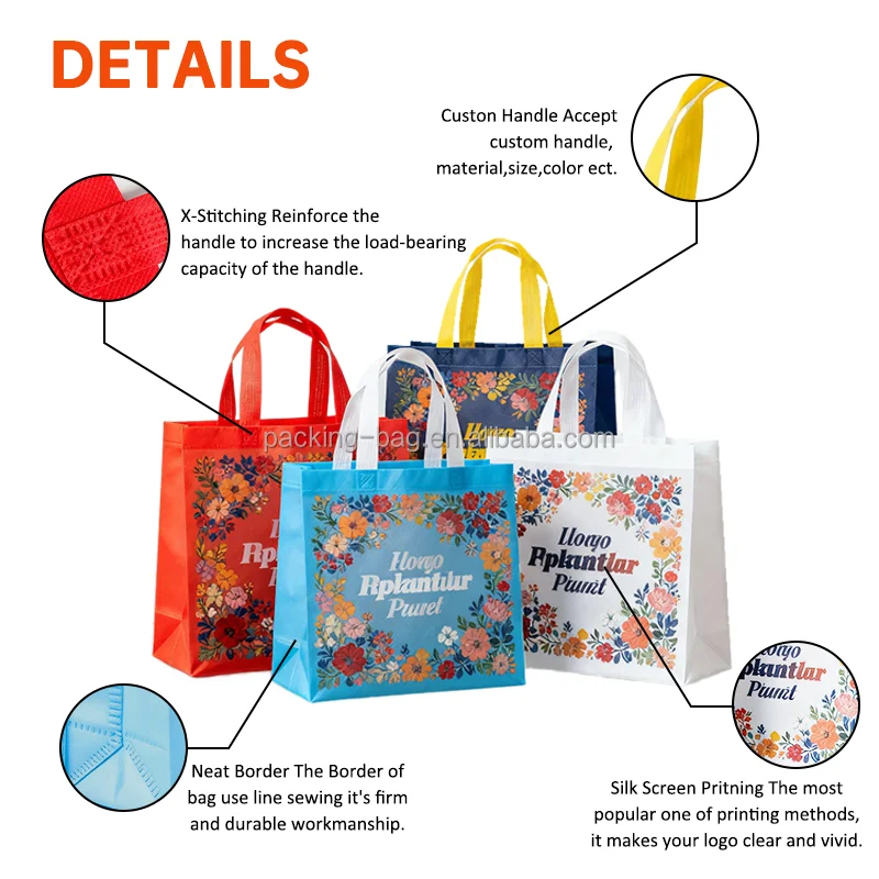 Custom Logo Eco-Friendly Reusable Shopping Bag Non-Woven Tote Packaging Bags