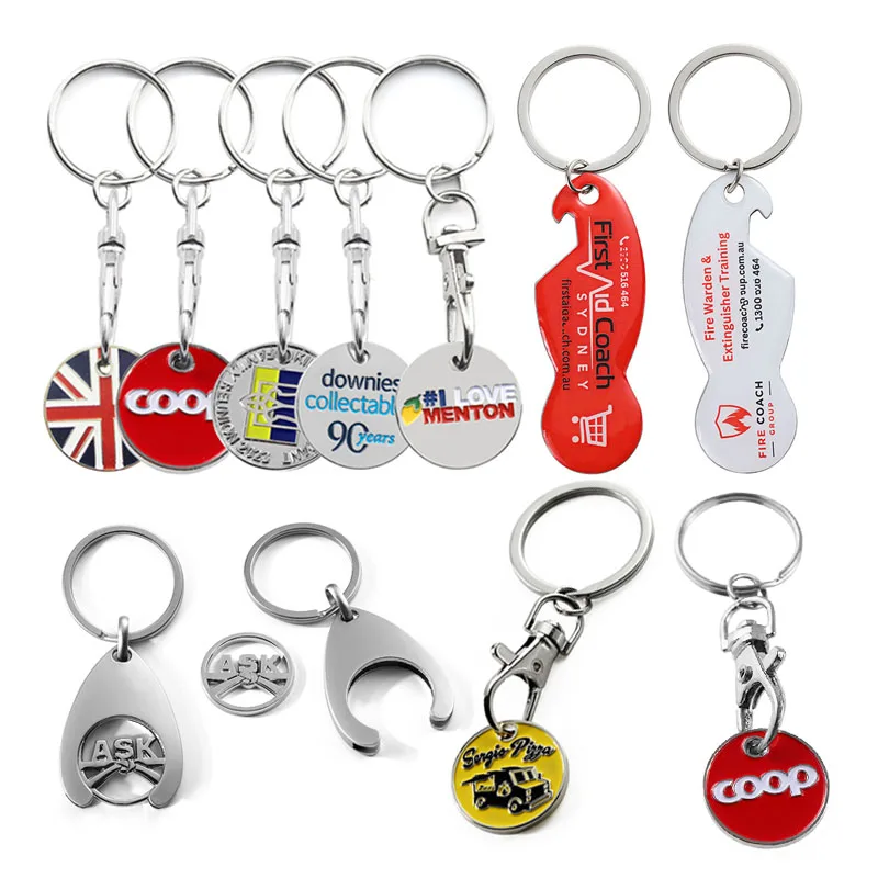 Locker Custom Design Metal Supermarket Trolly Coin Token Chip Keyring Shopping Cart Keychain_voghion.com