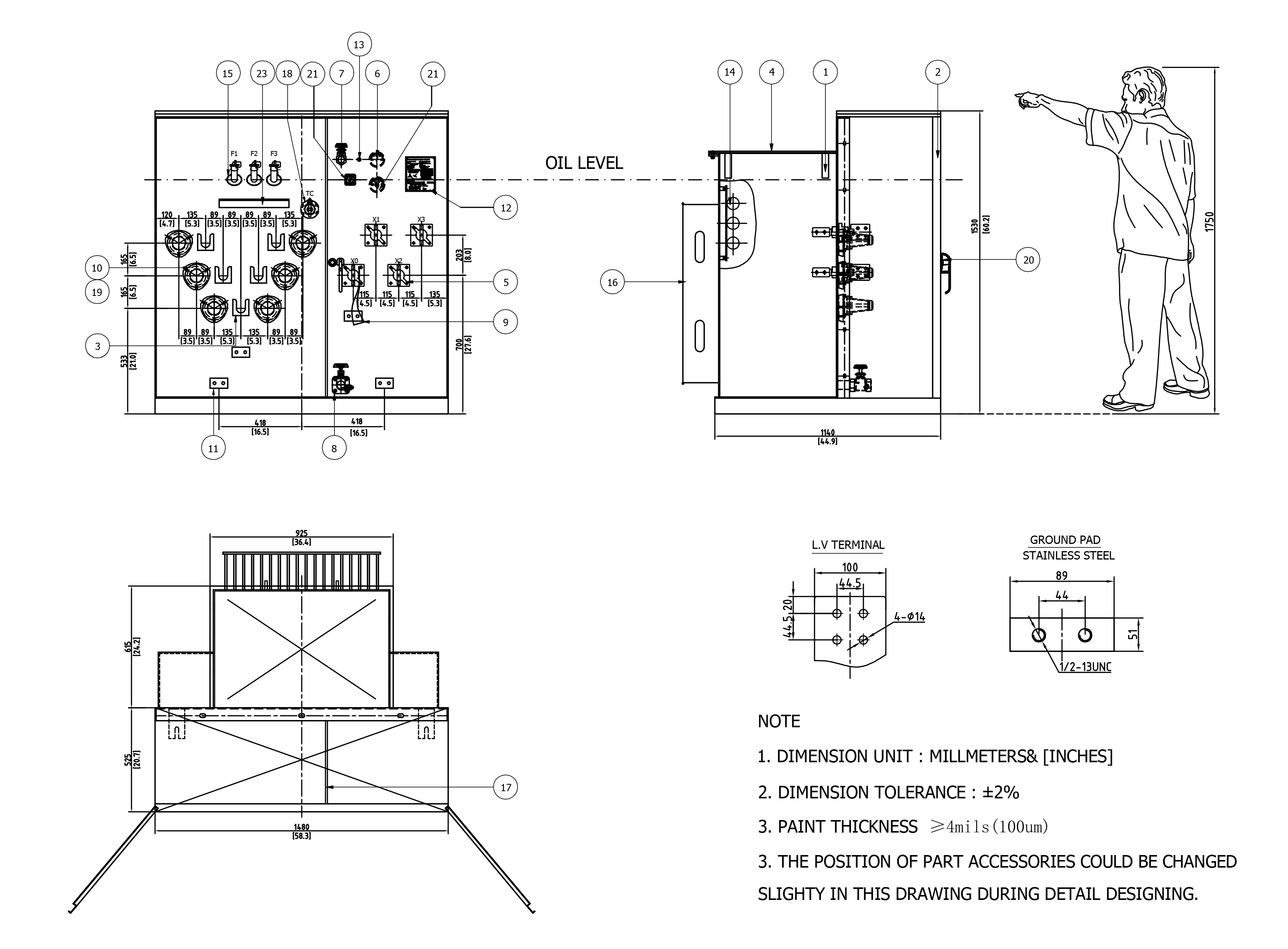 220v To 110v Electrical Single Phase 1250 kva 1600kva Padmounted Transformer Substation factory
