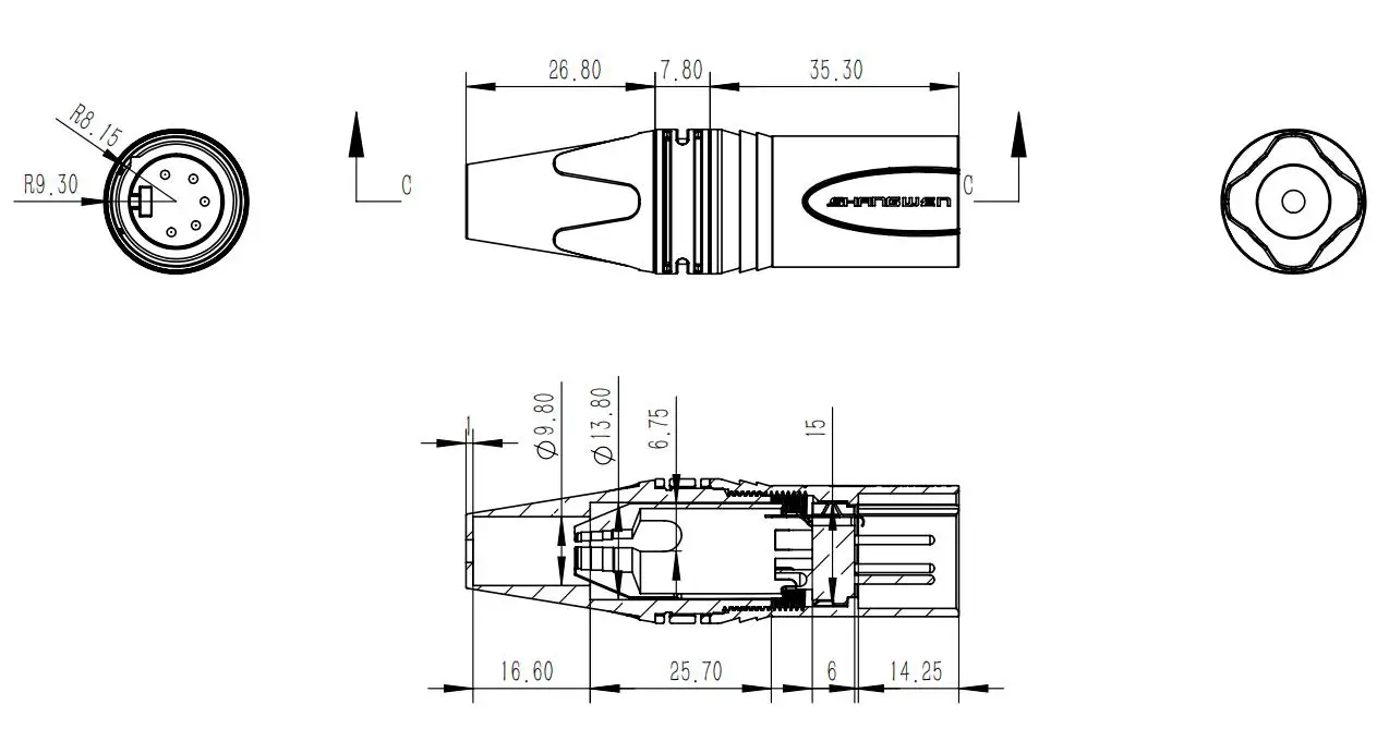 Indoor Audio XLR 5 Pin Male DMX Lighting Jack Black Gold Contacts Female/Male Plug Socket 5 Pin Xlr Connector