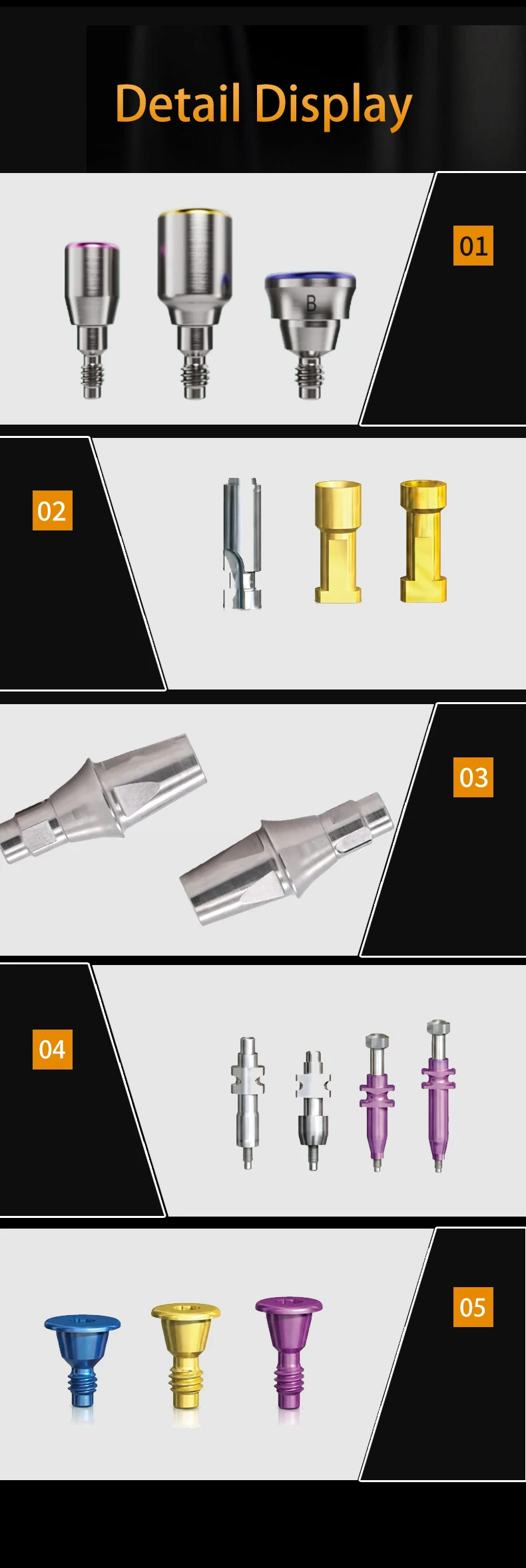 Nobel Dental Implant Abutment OEM Dental Fixture Healing Abutment Cementable Straight/Angled Abutment Impression Post Accessory manufacture