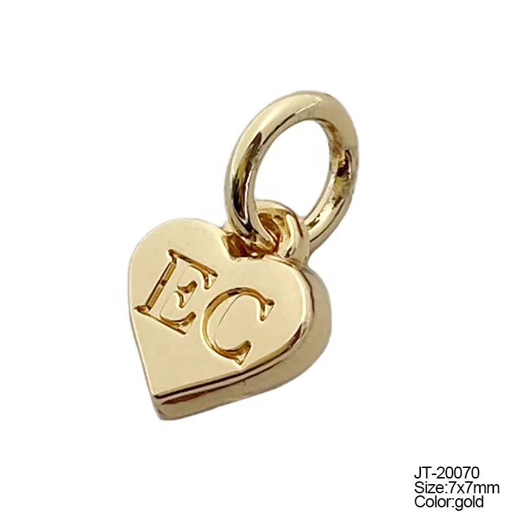Personalized Embossed logo Heart Shaped Custom Engraved Jewelry Tags for Bracelet
