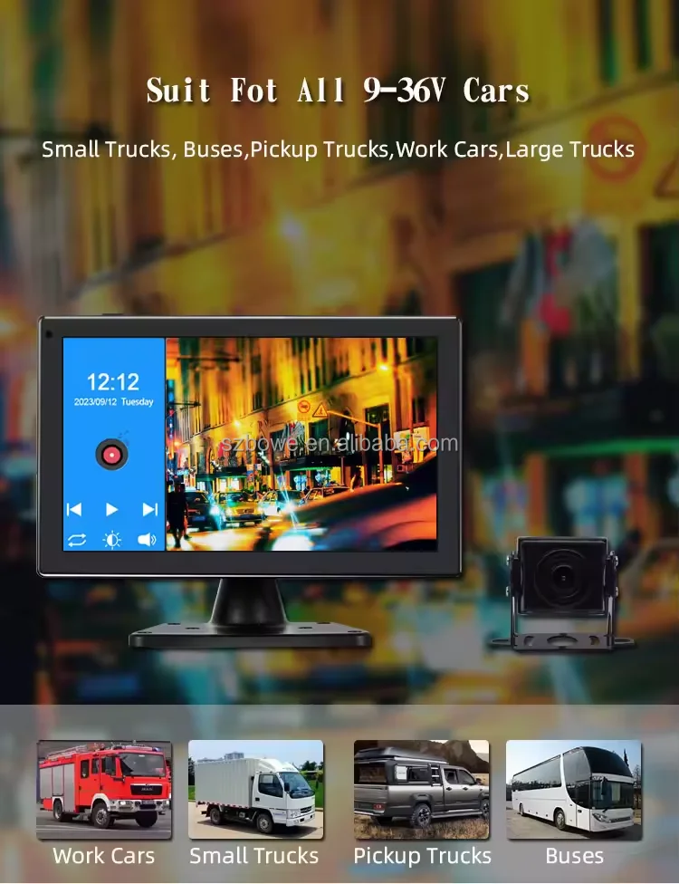 10.1'' Touch Backup Camera System for Trucks Buses BSD Split Screen Night Vision Waterproof Reverse Camera 1 Year Warranty IP69K