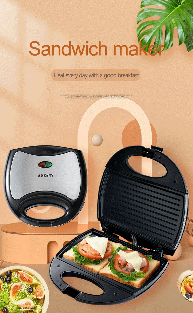 3 In 1 Sokany Sandwich Maker With Optional Plate Breakfast Maker Grill
