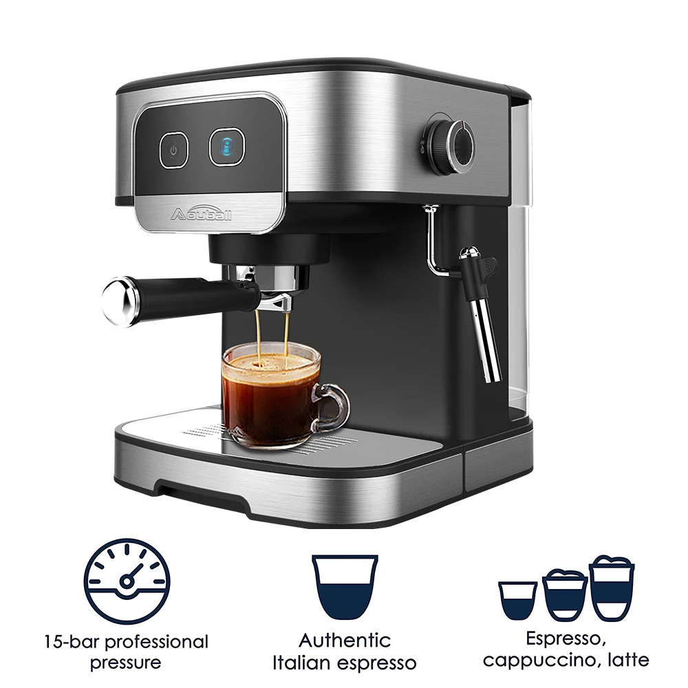 Aouball Programmable Semi-automatic Coffee and Espresso Machine for Fast and Delicious Home and Hotel Use