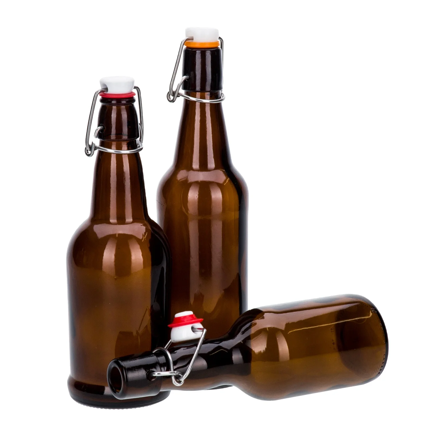 Wholesale 330ml 500ml 750ml 1liter 1000ml Swing Top Cheap Empty Amber Clear Glass Beer Bottle