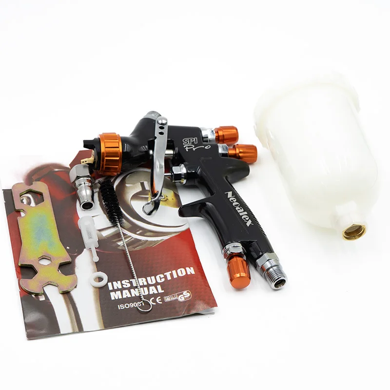 HVLP Mini Spray Gun Gravity Feed Air Spray Paint Gun 1.0mm Nozzle, 250ml Cup for Car Prime Wall Painting Wall Surface Spraying