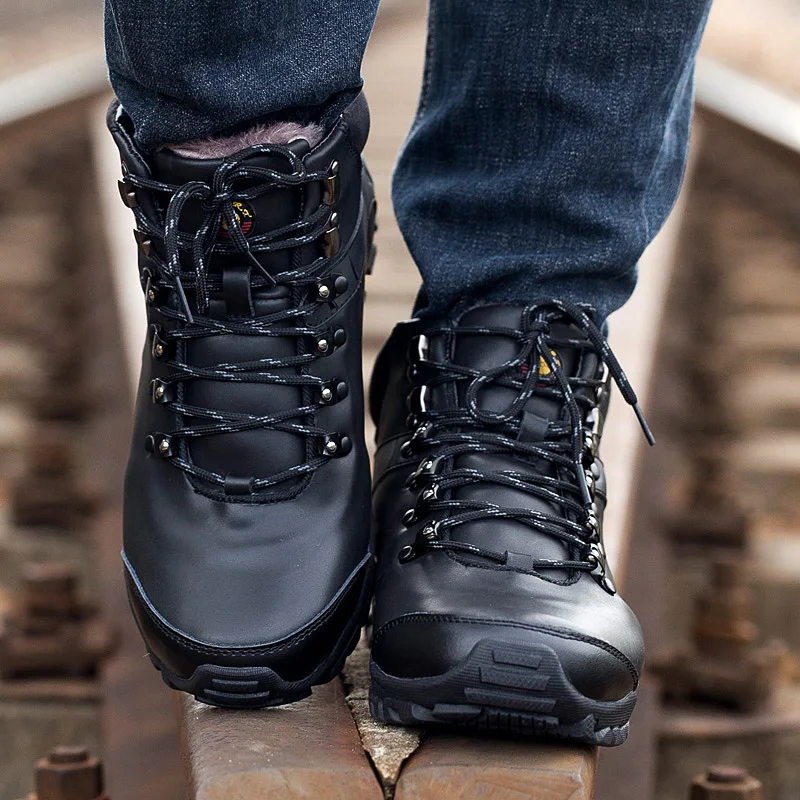 Mens Climbing Mountain Boots Outdoor Waterproof Anti-Slip Trekking Mountaineer Shoes Man Hiking Shoe