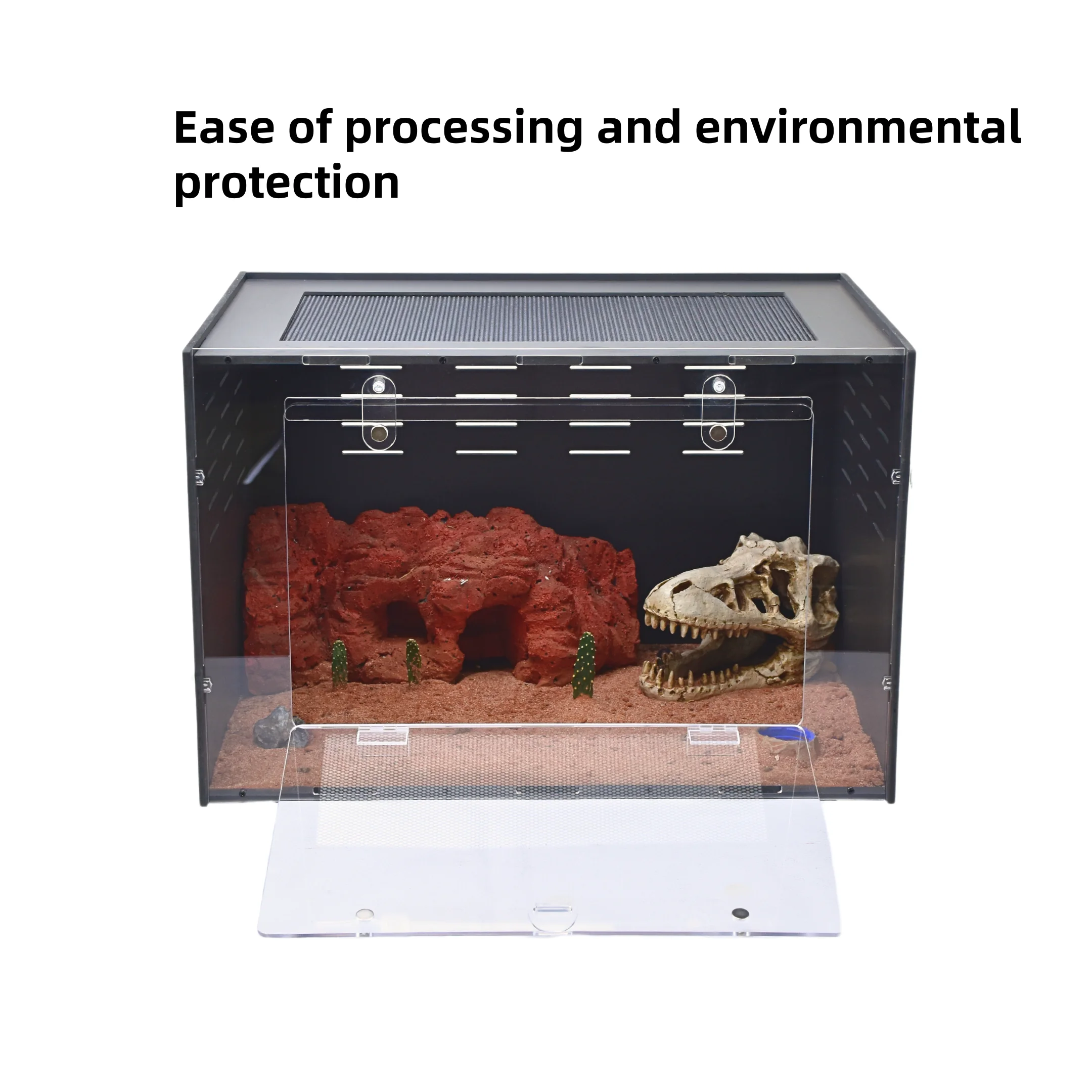 16x16x24 Inch PVC Black Tall Crested Gecko Display Cage Tank Stackable Bioactive Terrarium for Arboreal Reptiles Enclosure Box