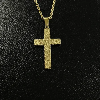 PASIRLEY Popular Stainless Steel Plated Multi-layer Cross Pendant Necklace Custom Personality 18k Gold Steel Blue Hip Hop Cool