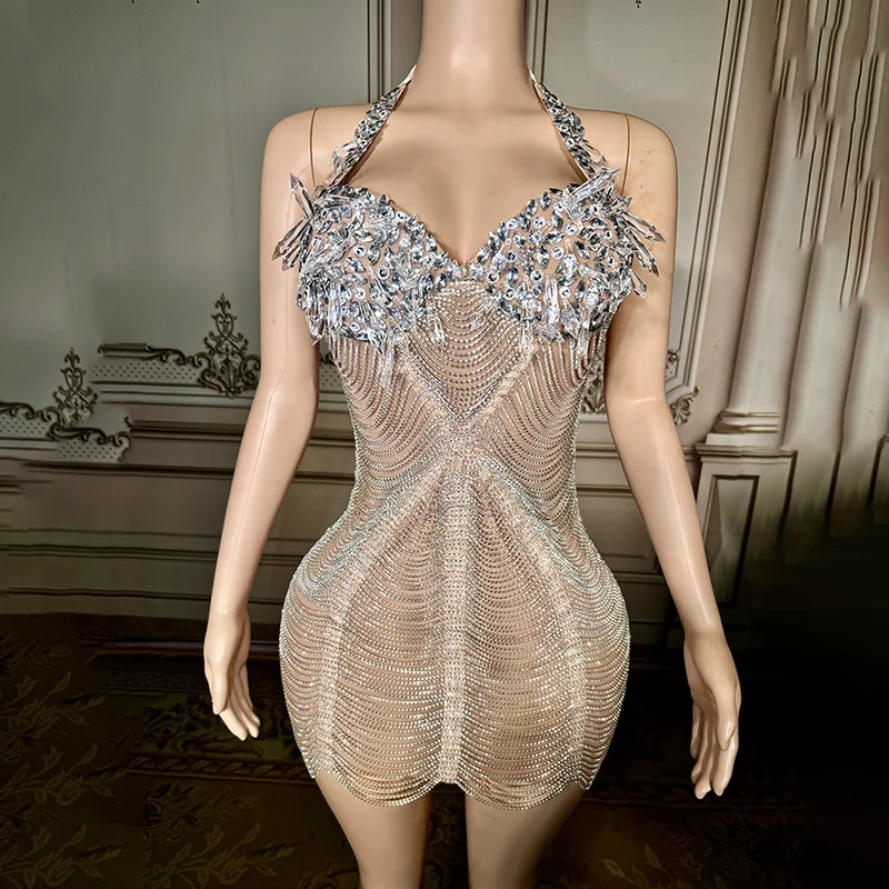 Elegant Rhinestone Dress for Birthday Party - Customizable Elegant Rhinestone Dress for Birthday Party - Customizable