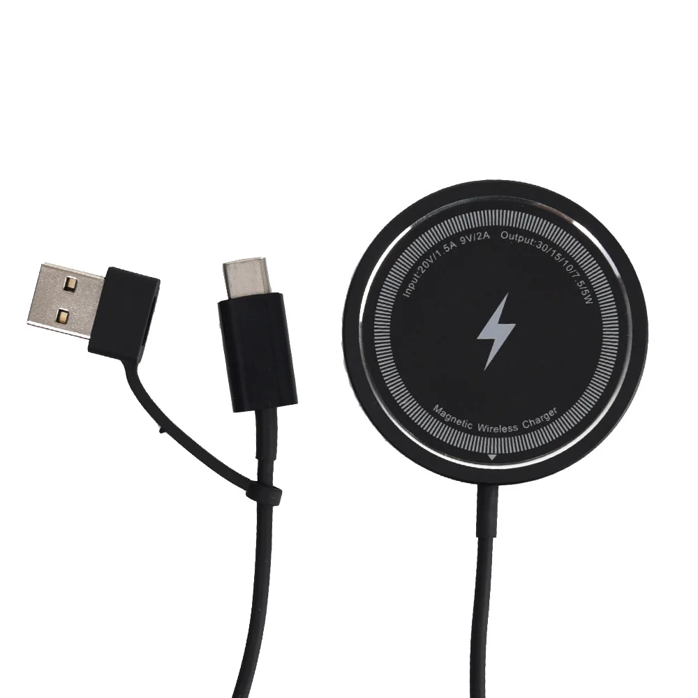 Cargador inalámbrico magnético USB tipo C en carga 15W carga