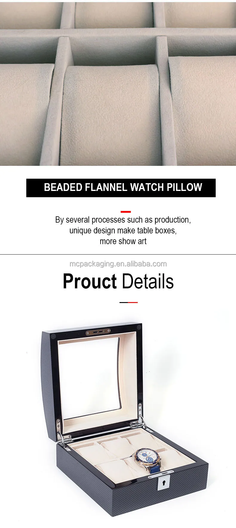 Watch box with flannel watch pillows