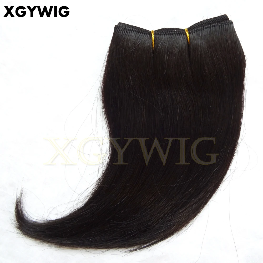 Stock Free Shipping Virgin J Curl  Extension Black Color Single Sewing Weft Bundle 6inch Short Brazilian Hair