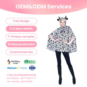 EN71 ASTM Certified Dalmatian Print Hooded Cape Adult Cow Costume for Stage Performance Cosplay Parties