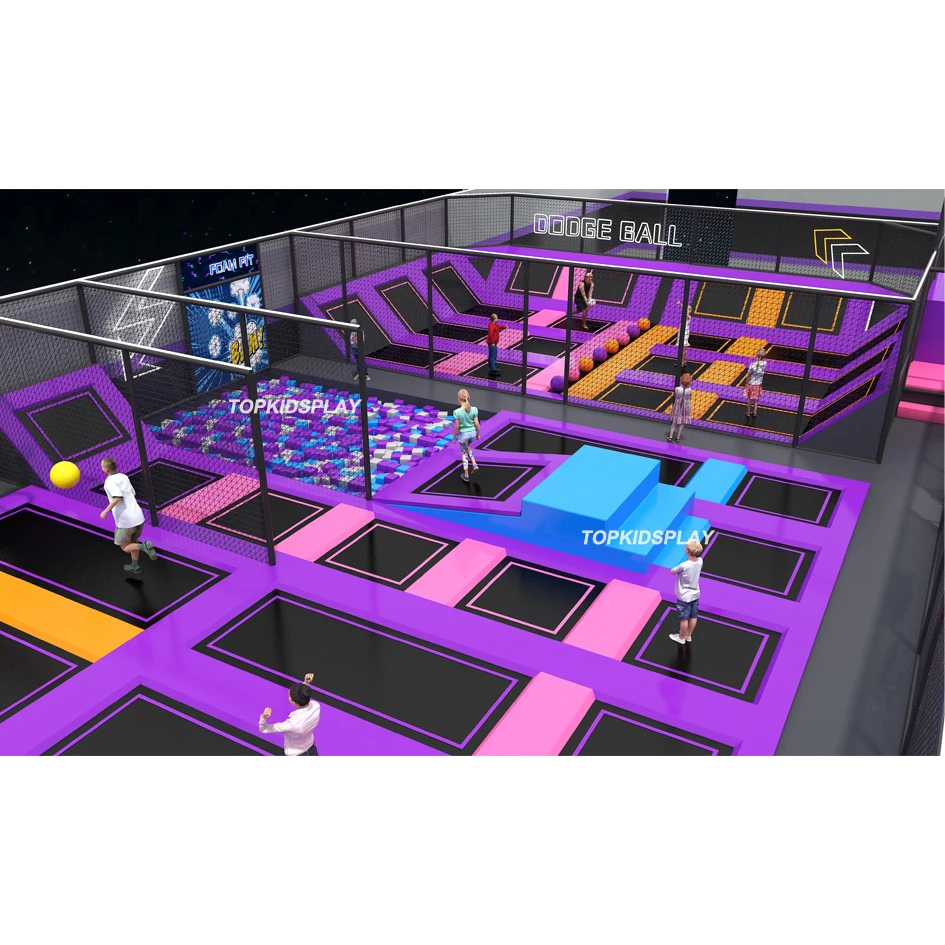 Adult Jumping Platforms Indoor Outdoor Playground Trampoline Kids Indoor with Obstacle Course & Climbing Wall