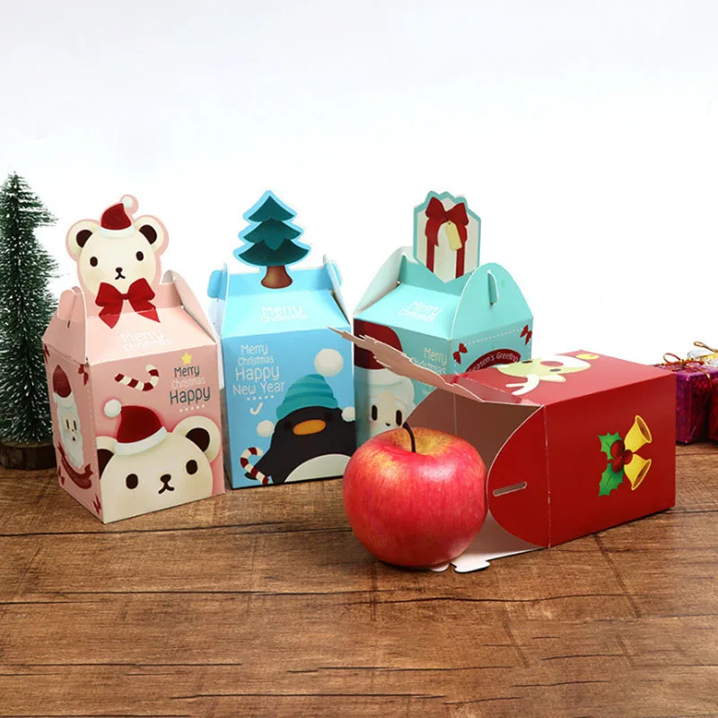 Cheap Christmas Eve square Portable Paper Box Custom Home Baking Candy Chocolate Gift Nuts Apple Ecommerce Packing  Boxes