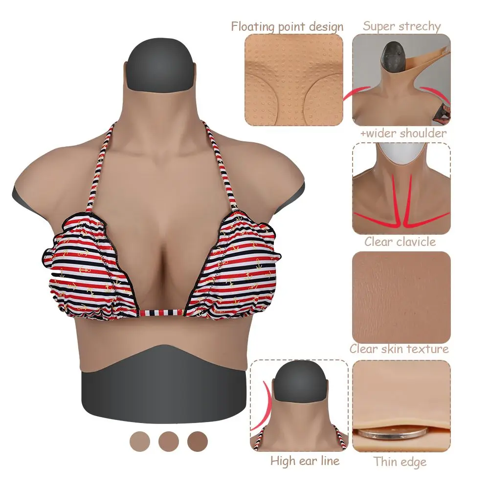 URCHOICE Realistic Silicone Breast Form Fake Artificial Boobs With Vaginal Pants for Crossdresser Shemale Transgender Drag Queen