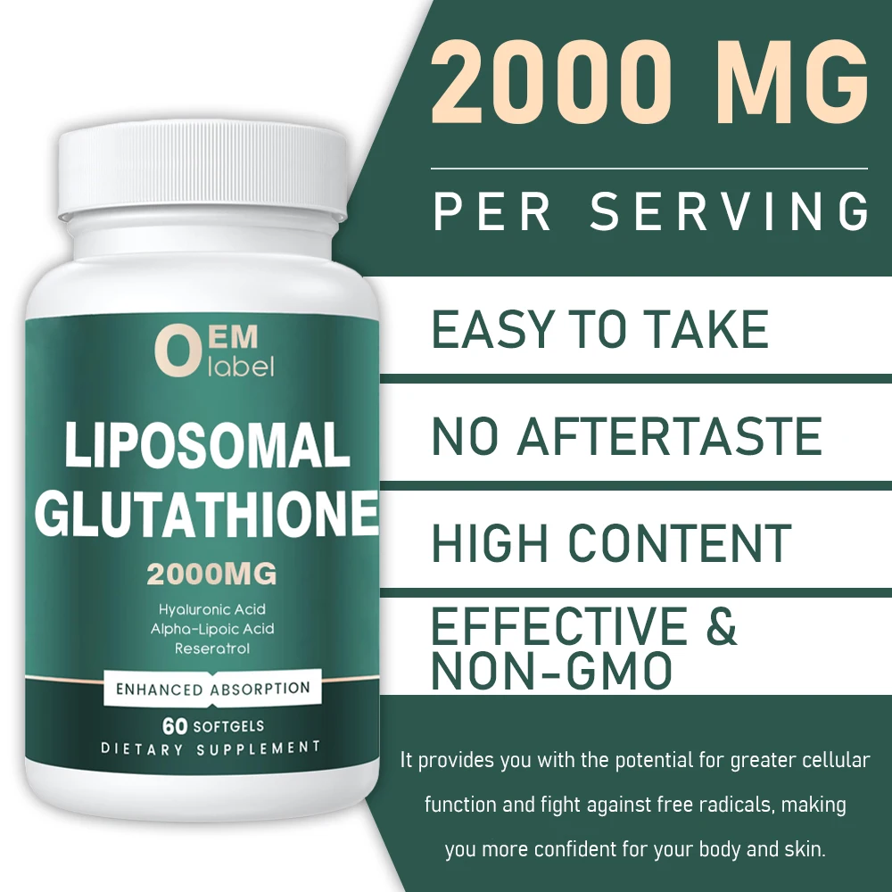collagen glutathione 2000mg OEM Liposomal Glutathione 2000mg Softgels L-Glutathione Collagen for Adult  Skin Whitening Lightening Brightening
