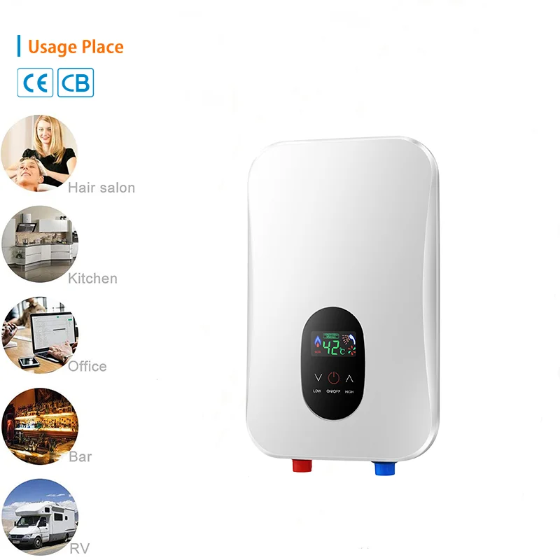 New CE Automatic Bath Instant Electric Water Heater for Shower Car Waterproof White Kitchen Wall Power Storage Casing House