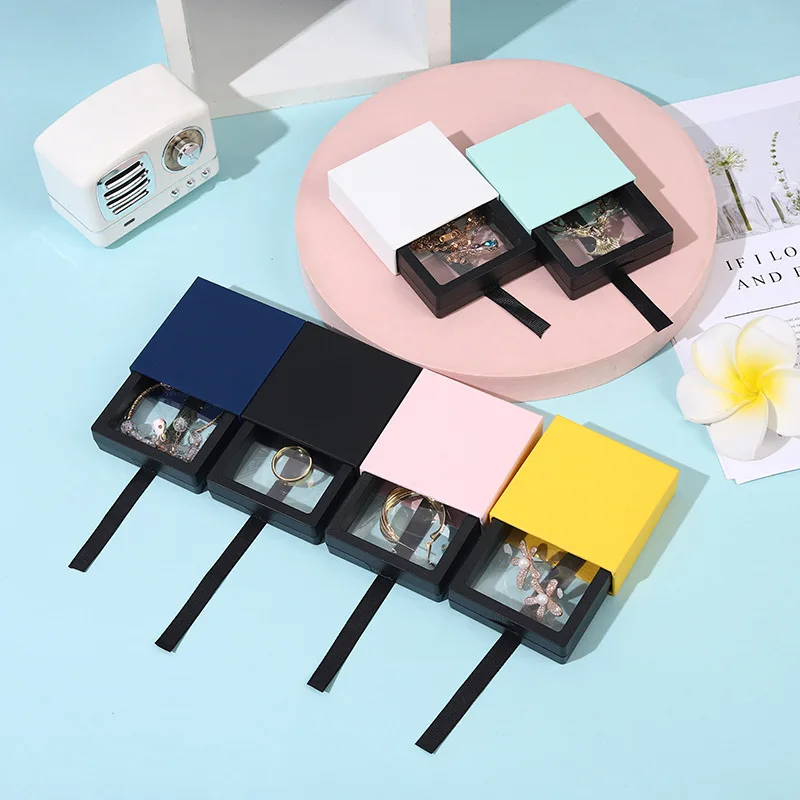 7x7 9x9cm Thin Suspension Frame Display case 3d Floating Transparent square PVC Plastic Pe Film Packaging Dustproof Jewelry Box
