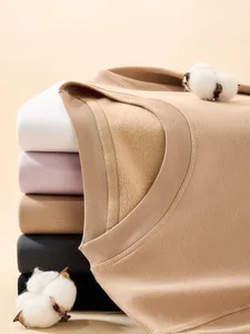 Heavyweight 280g Fleece-lined Men's Hoodie Autumn and Winter Loose Solid Color Warm Long Sleeve T-shirt Men's