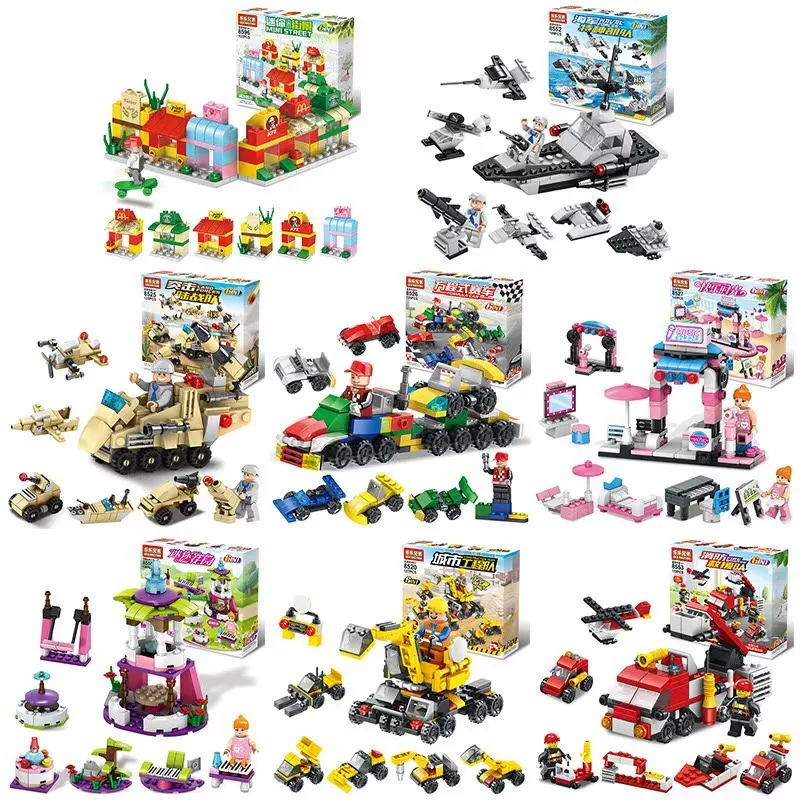 Hot Selling 6-In-1 Building Block Set City Military Engine Creative Diy Construction Educational Assembly Mini Toys for Children