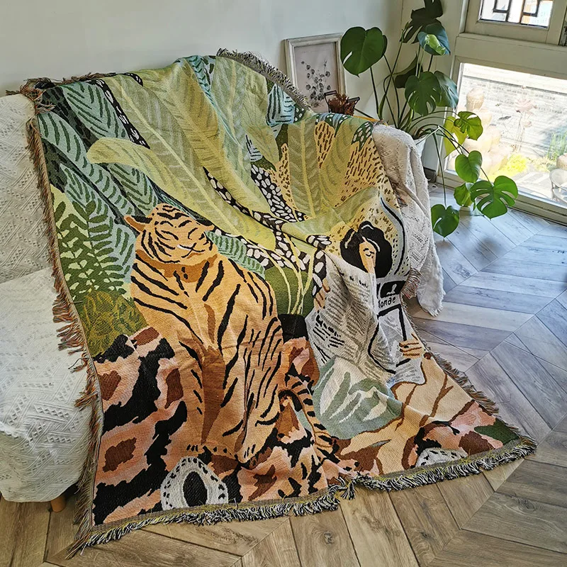 Custom Jacquard Woven Blanket Woven Throw Blanket Bohemian Tapestry
