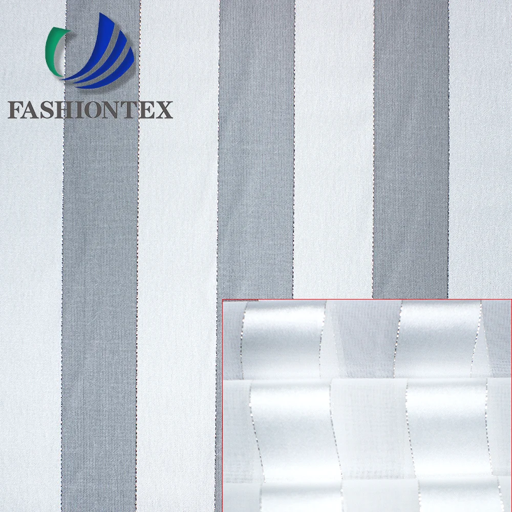 Узкая атласная шифоновая ткань Fashiontex с серебряным люрексом, ткань из 100% полиэстера для женской одежды, ткань из люрекса