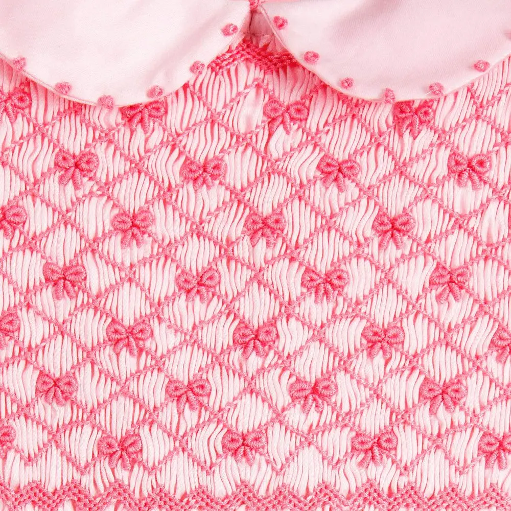 Розовый 2, ручная работа, со сборками, с вышивкой, на пуговицах с воротником в стиле «Питер Пэн» для девочек платье со сборками