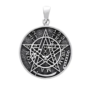 Stainless Steel Antique Figure Pattern Vintage Jewelry Pentagram Charm Custom Pendant
