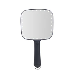 Красота Портативный Ручной Логотип Пользовательский компактный макияж светодиодный свет маленькая ручная ручка ручное зеркало с подсветкой