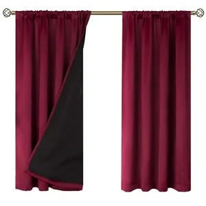 Living Room Ready Made Wholesale 100% Blackout Solid Color Bedroom Curtains