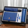 blue set-5pcs-temp cup + pen + notebook + umbrella + usb