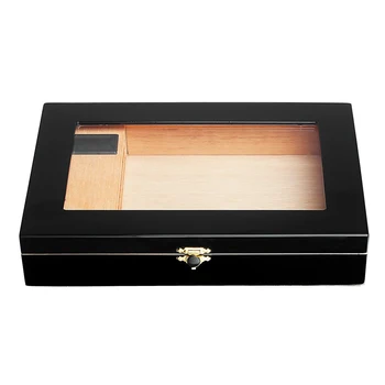 Wholesale Custom Cigar Case Wooden Cigar Humidor Box With Electronic Hygrometer And Humidifier