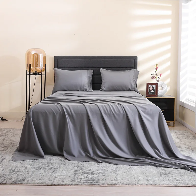 OEKO Factory Wholesale Custom Logo High Quality Queen Size Hotel Bed Sheets Cotton Bamboo Fabric Soft Smooth Bedding Set