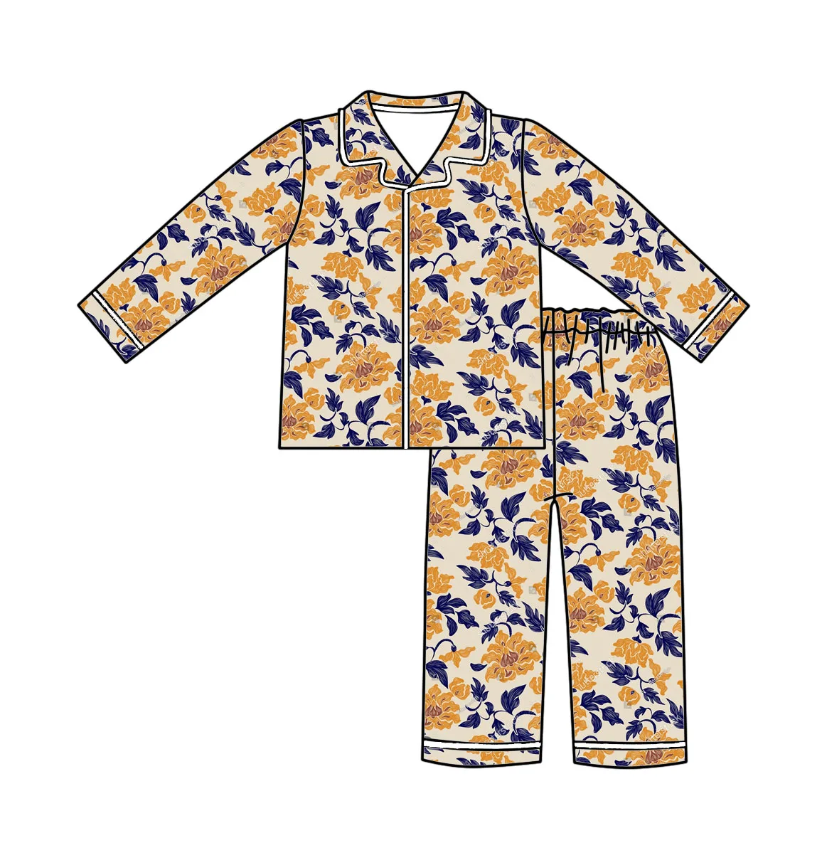 Adults Bamboo Long Pajamas Set Casual Soft Loungewear for Men Women Print Fabric Logo High Quality Sleepwear