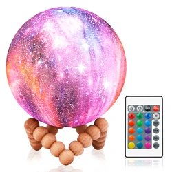 Лидер продаж Лавовая Лампа светодиодный светильник 8 см 3D печать Луна ночник для детей детские игрушки звездное небо