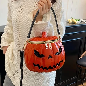 Creative Funny Halloween Pumpkin Design Fashion Waterproof PU Single Strap Women's Shoulder Bag