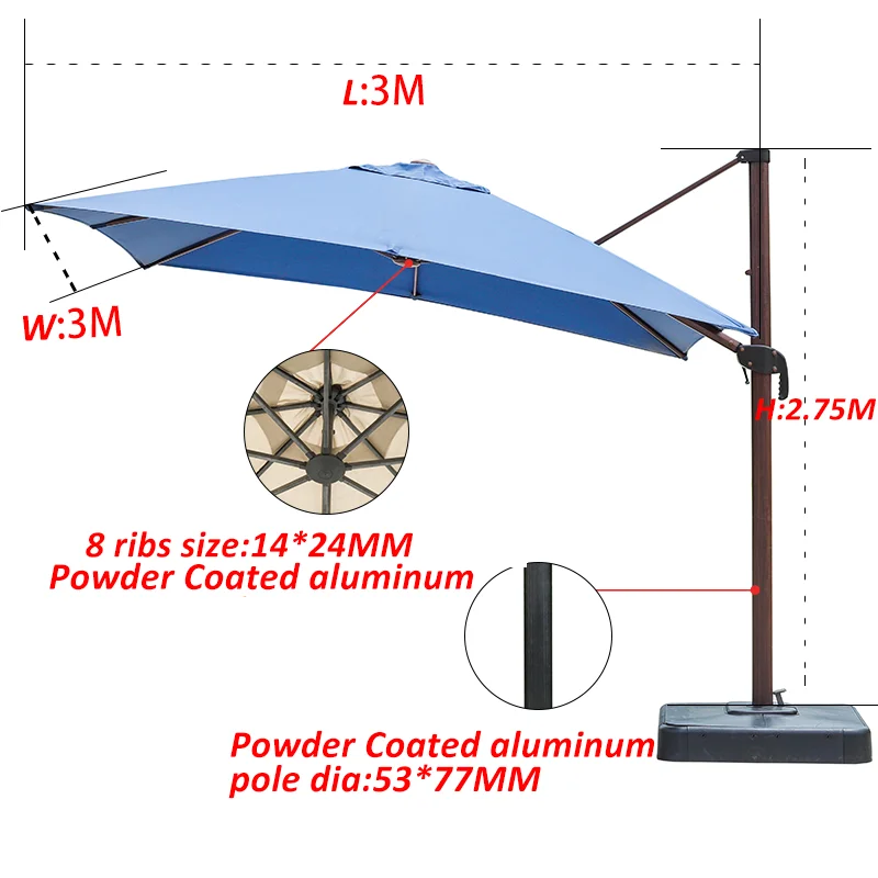 Y Sun Garden Umbrella Cantilever Parasol Luxury Custom Sun Shade ...